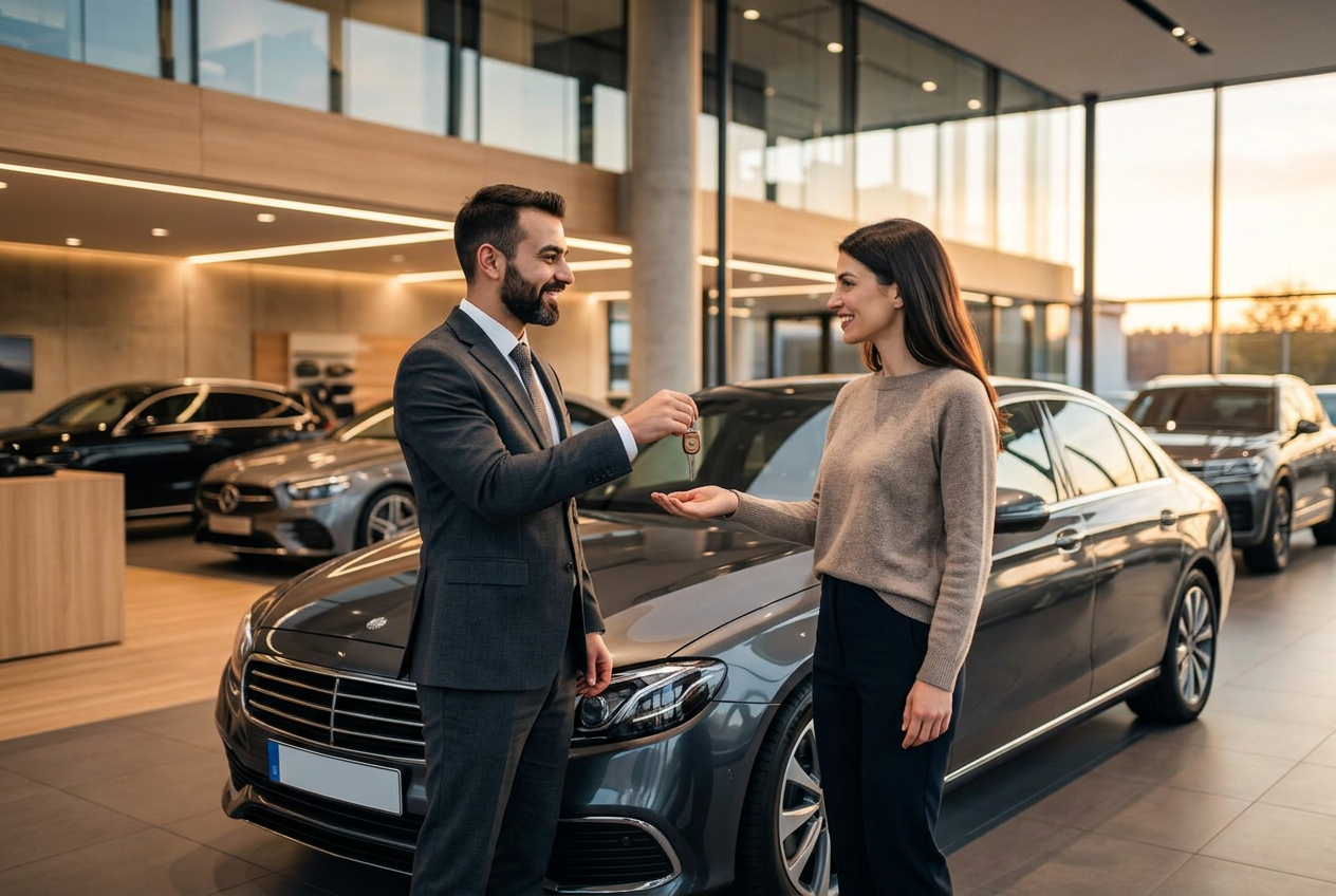 Vehicle handover in Mannheim showroom