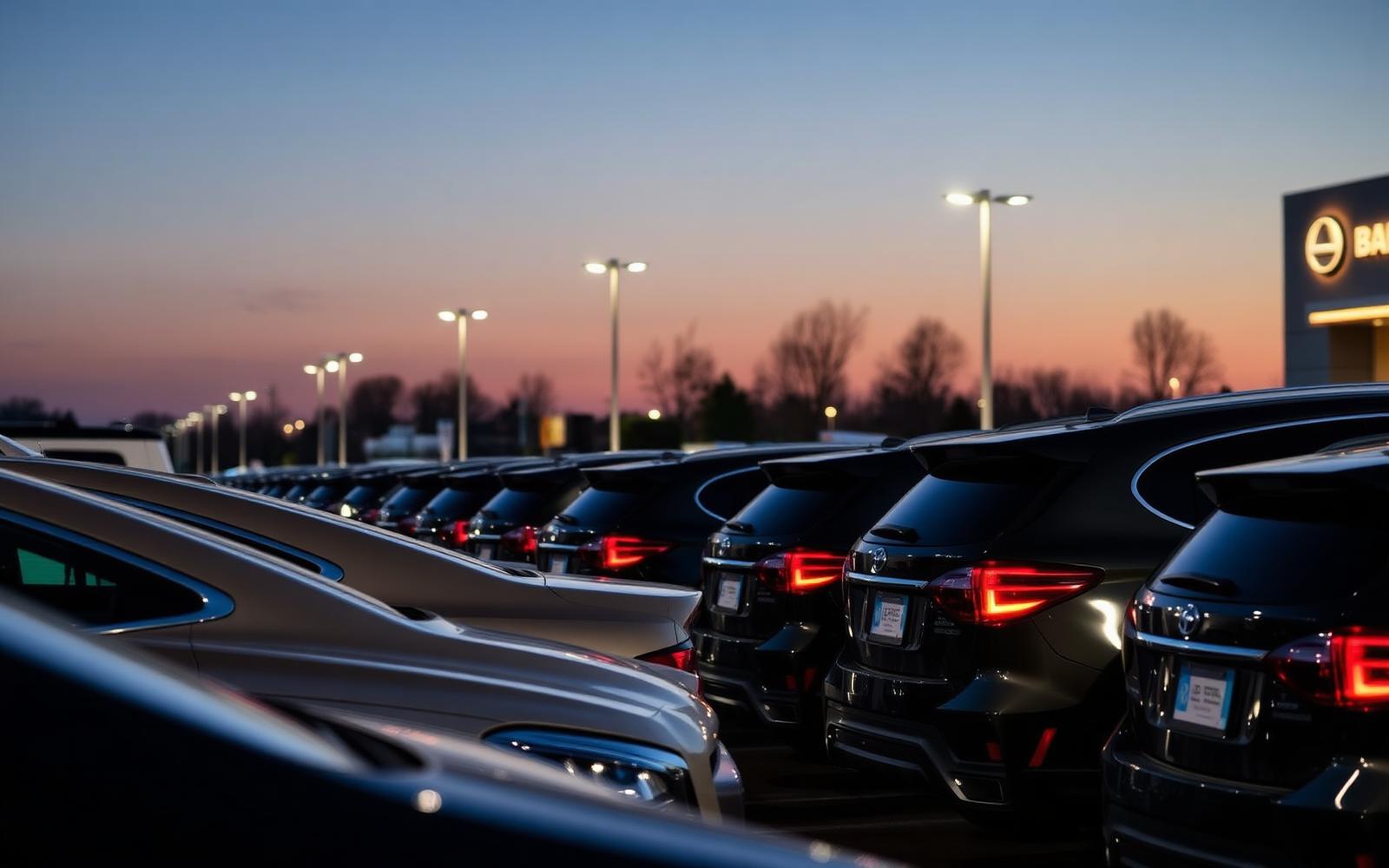 Vehicles at dusk
